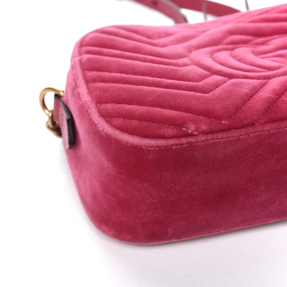 Gucci Velvet Matelasse Small GG Marmont Chain Shoulder Bag Light Raspberry Rose 10 of 13