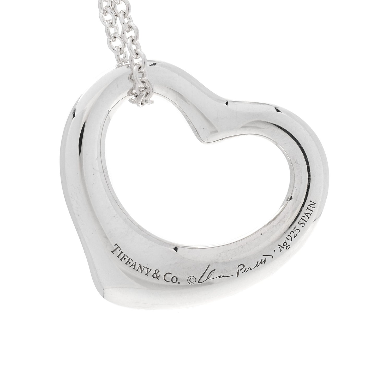 Sterling Silver 22mm Elsa Peretti Open Heart Pendant Necklace