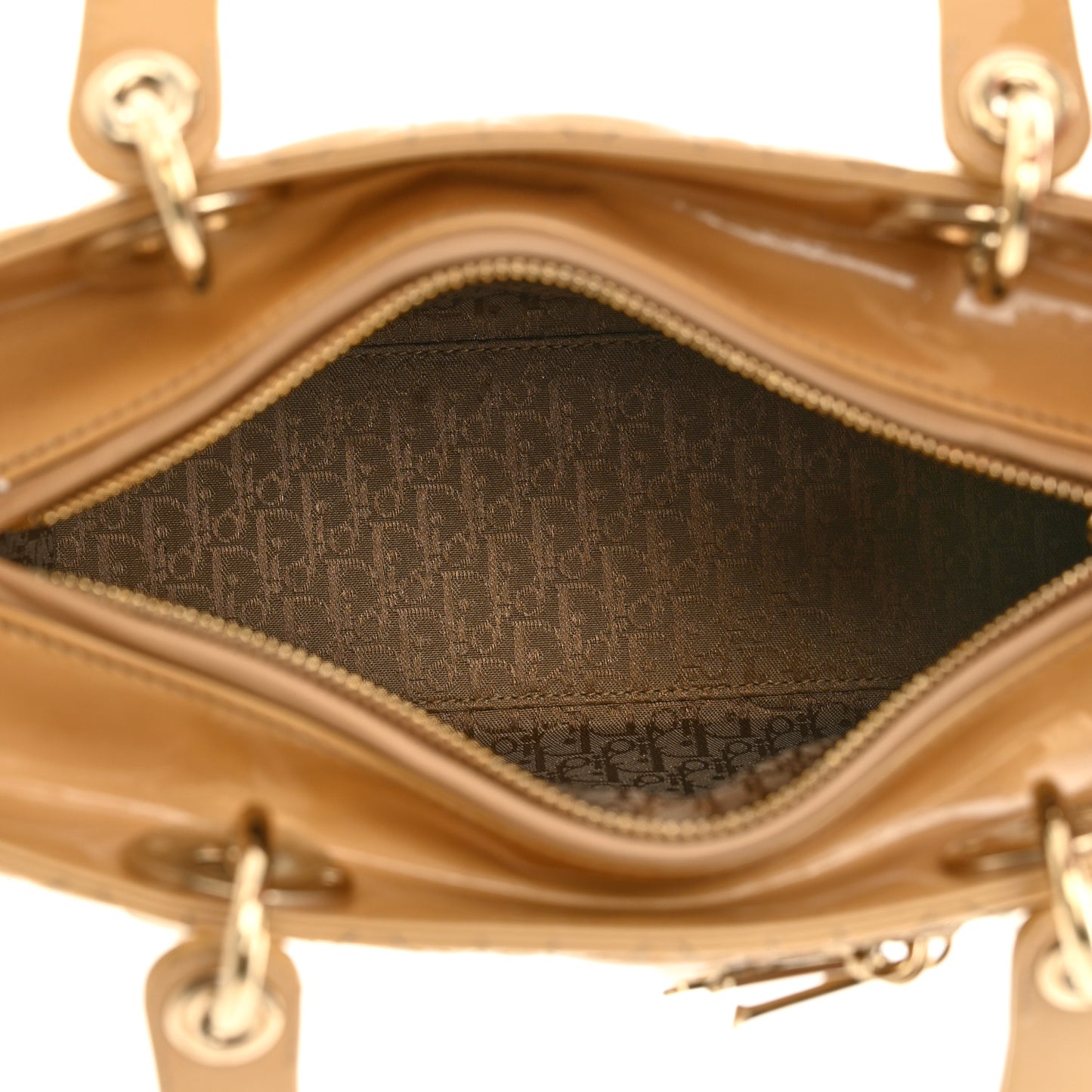 Patent Cannage Medium Lady Dior Beige