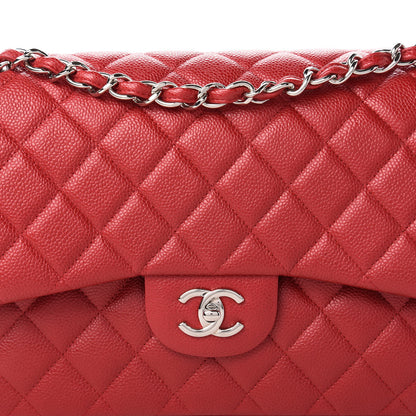 Chanel Iridescent Caviar Quilted Jumbo Double Flap Red 10 of 10