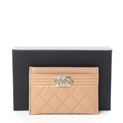 Chanel Lambskin Quilted Boy Card Holder Beige 8 of 8