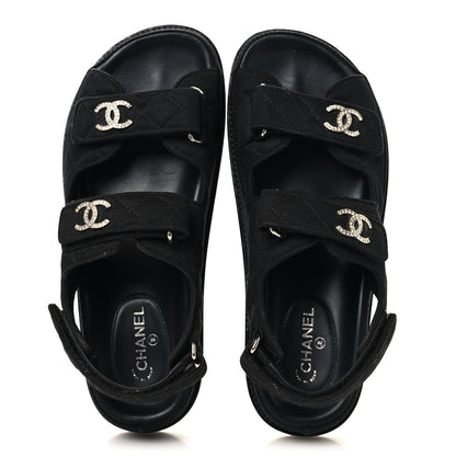 Chanel Mixed Fibers Velcro Dad Sandals 37 Black 2 of 10