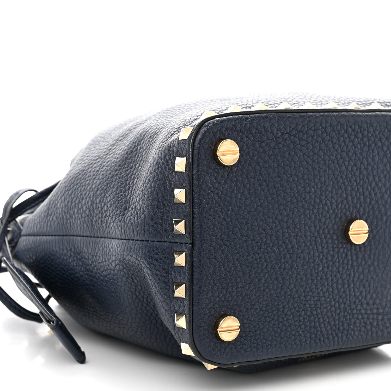 Valentino Garavani Pebbled Calfskin Small Rockstud Bucket Bag Navy 14 of 19