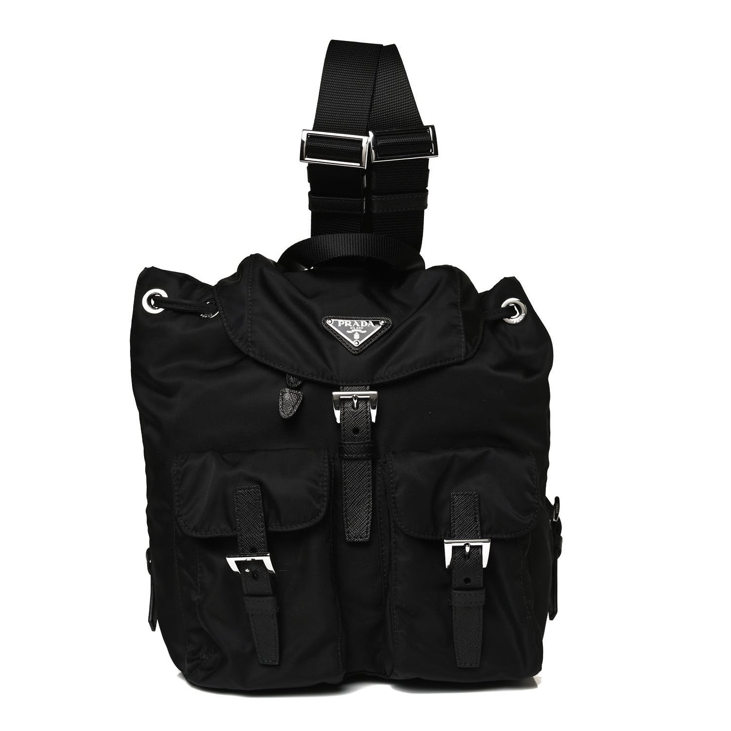 Tessuto Nylon Saffiano Small Backpack Black