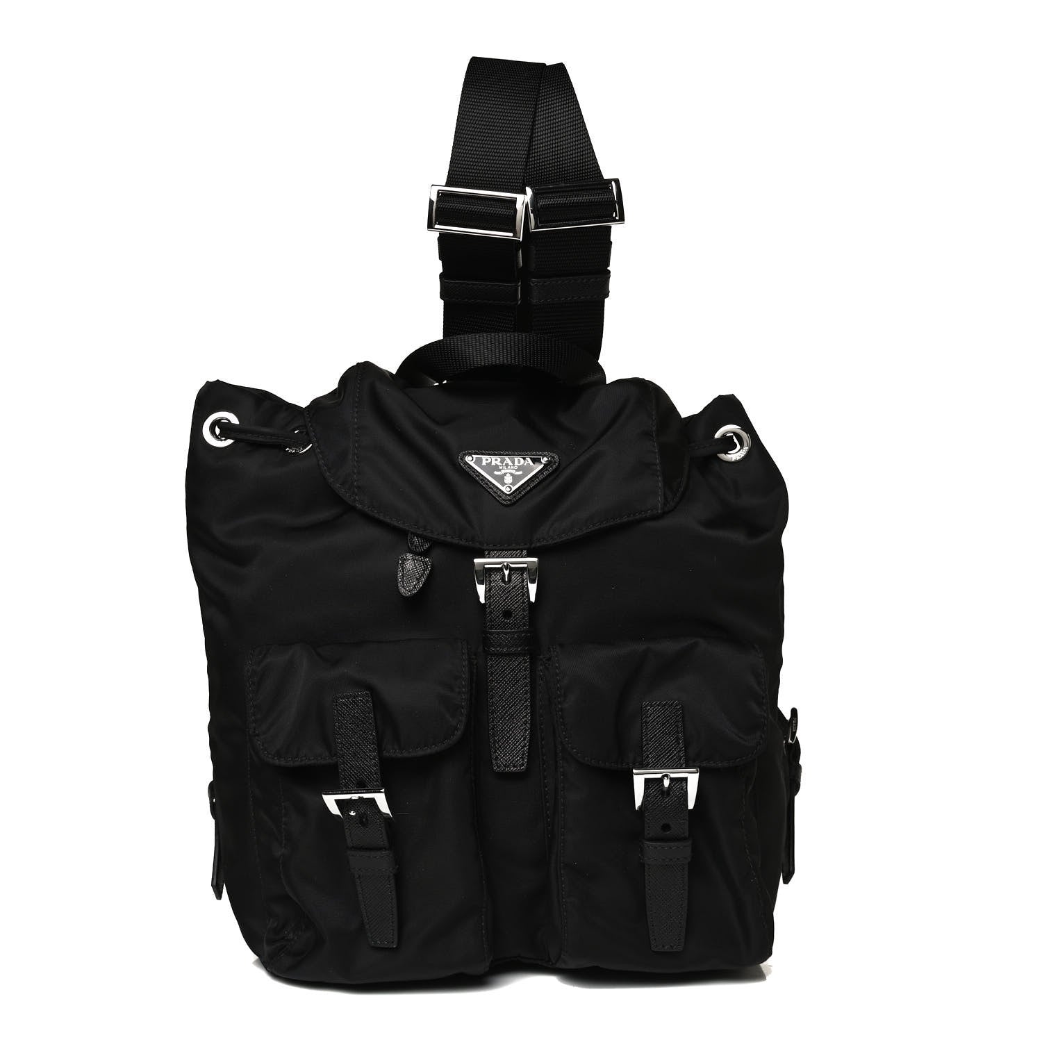 Prada Tessuto Nylon Saffiano Small Backpack Black 1 of 12
