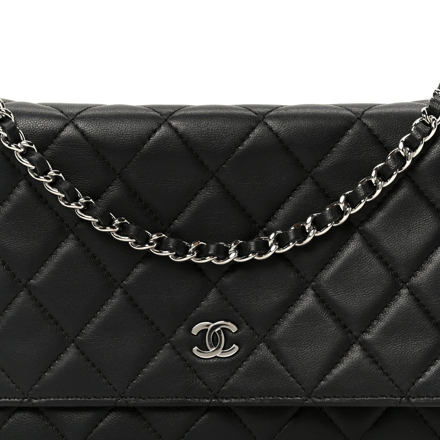 Chanel Lambskin Quilted Wallet On Chain WOC Black 9 of 11