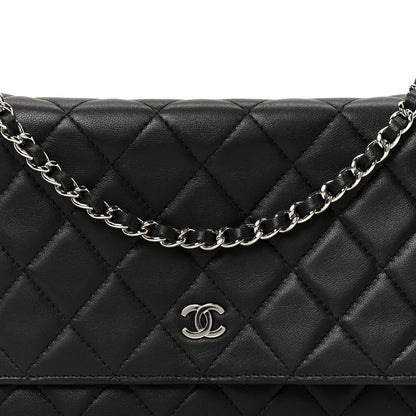 Chanel Lambskin Quilted Wallet On Chain WOC Black 9 of 11
