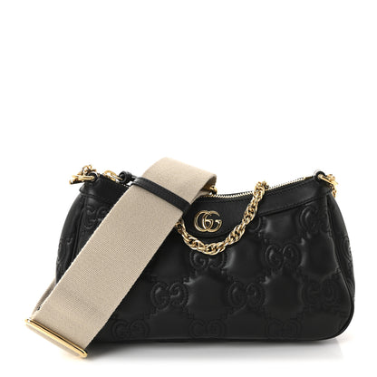 Gucci Calfskin GG Matelasse Chain Handbag Black Natural 1 of 9