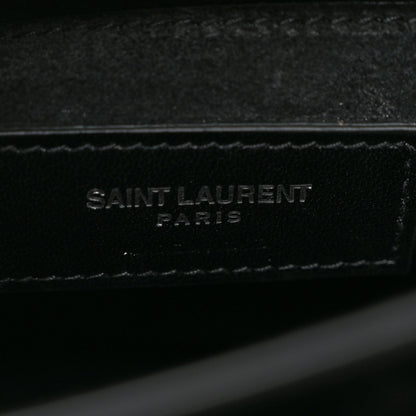 Saint Laurent Calfskin Crocodile Embossed Medium Monogram Sunset Black 7 of 12