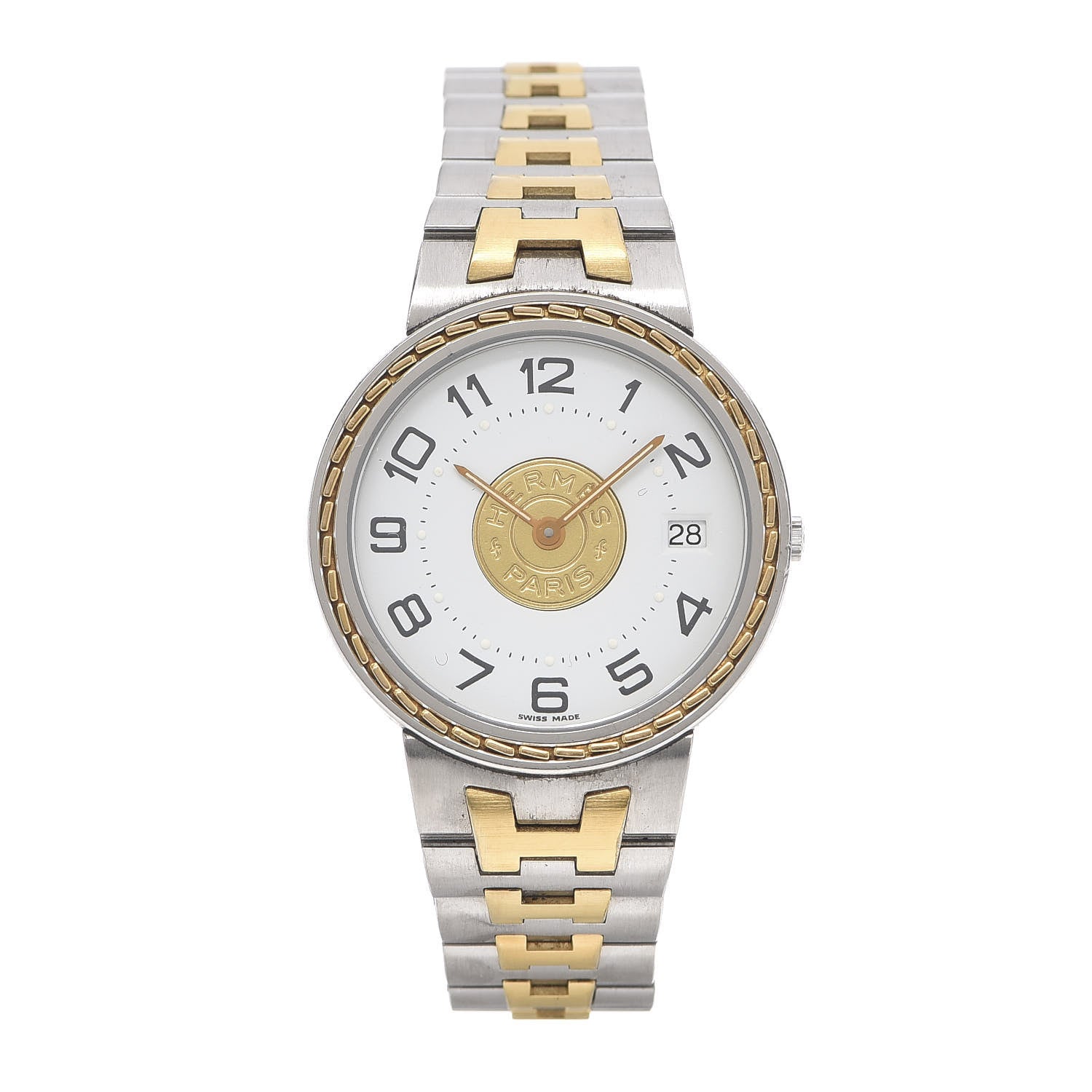 Hermes Stainless Steel 32mm Sellier Quartz Watch Gold 1 of 5
