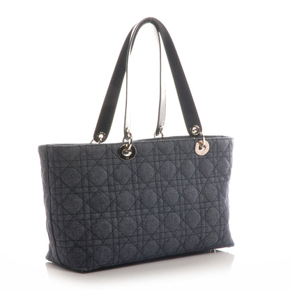 Christian Dior Denim Cannage Lady Dior Shopper Tote Blue 2 of 14