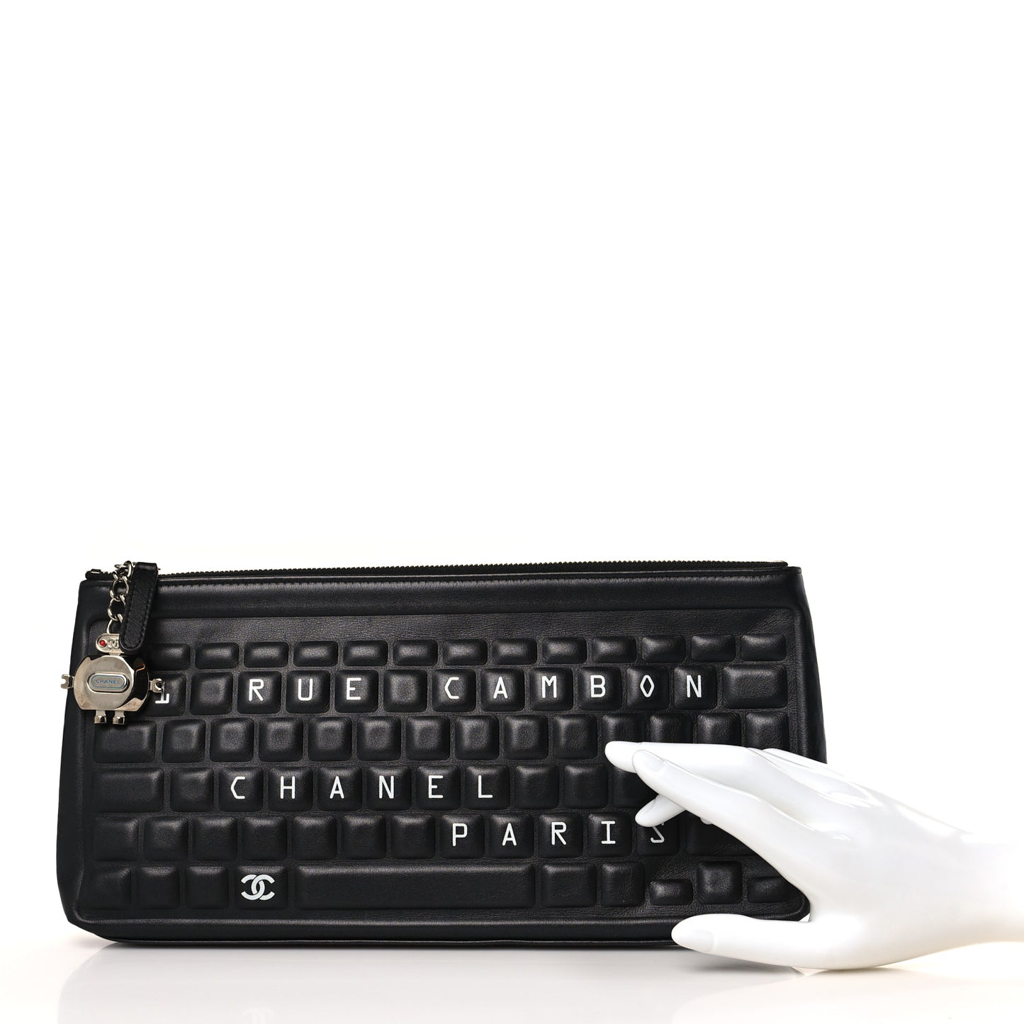 Metallic Calfskin Keyboard Pouch Black