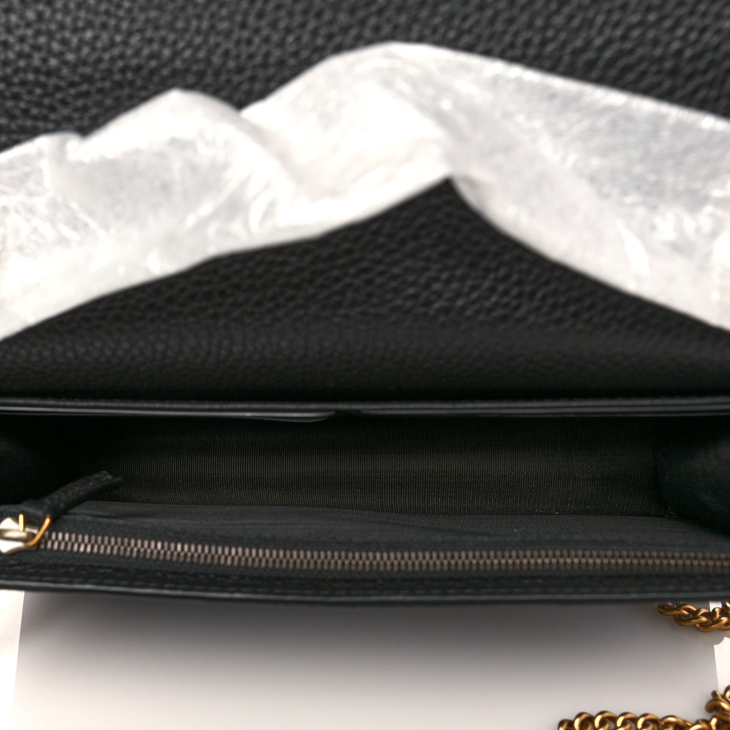 Grained Calfskin L'aveugle Par Amour Chain Wallet Black