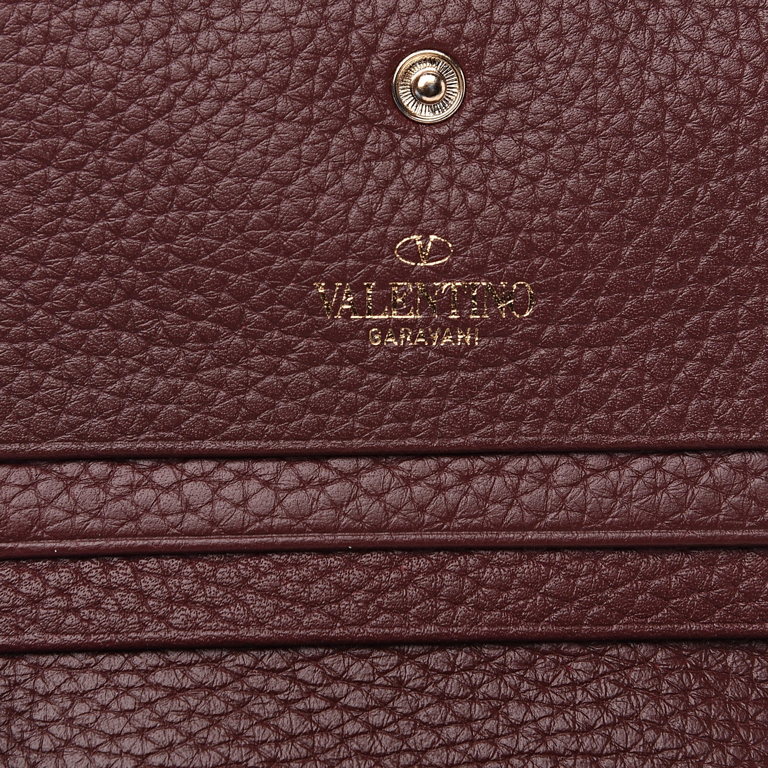 Valentino Garavani Pebbled Calfskin Rockstud French Flap Wallet Rubin 5 of 6