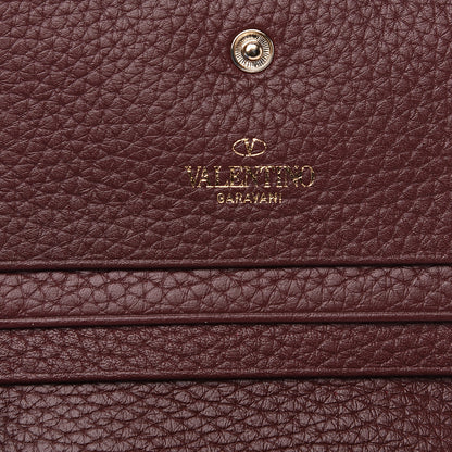 Valentino Garavani Pebbled Calfskin Rockstud French Flap Wallet Rubin 5 of 6