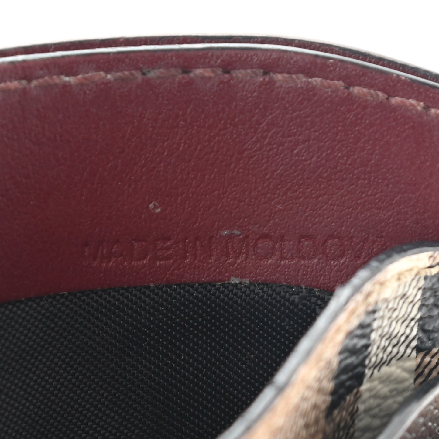 Calfskin Horseferry Check Izzy Card Case Black Burgundy