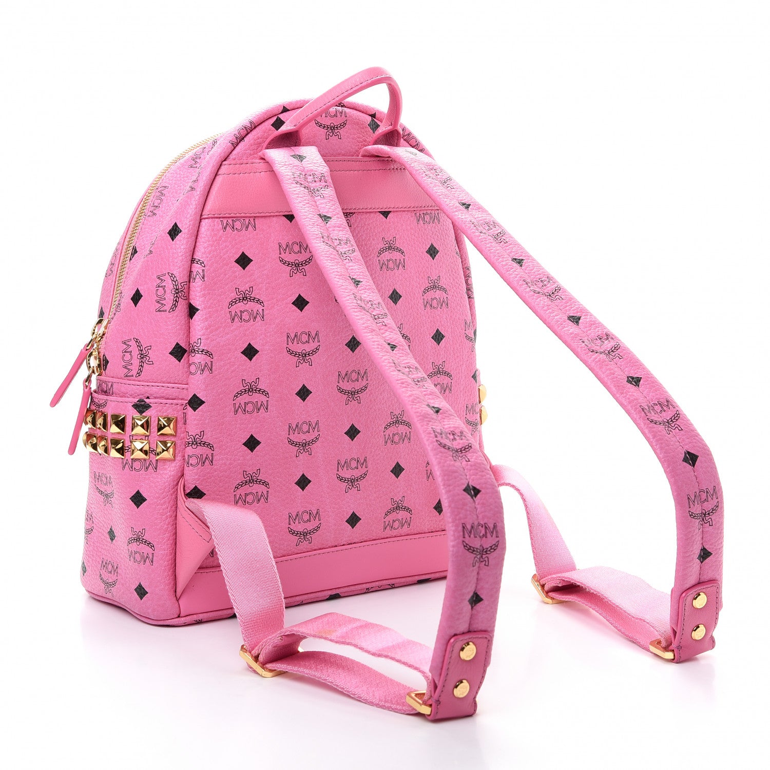 MCM Visetos Small Side Stud Stark Backpack Pink 2 of 9