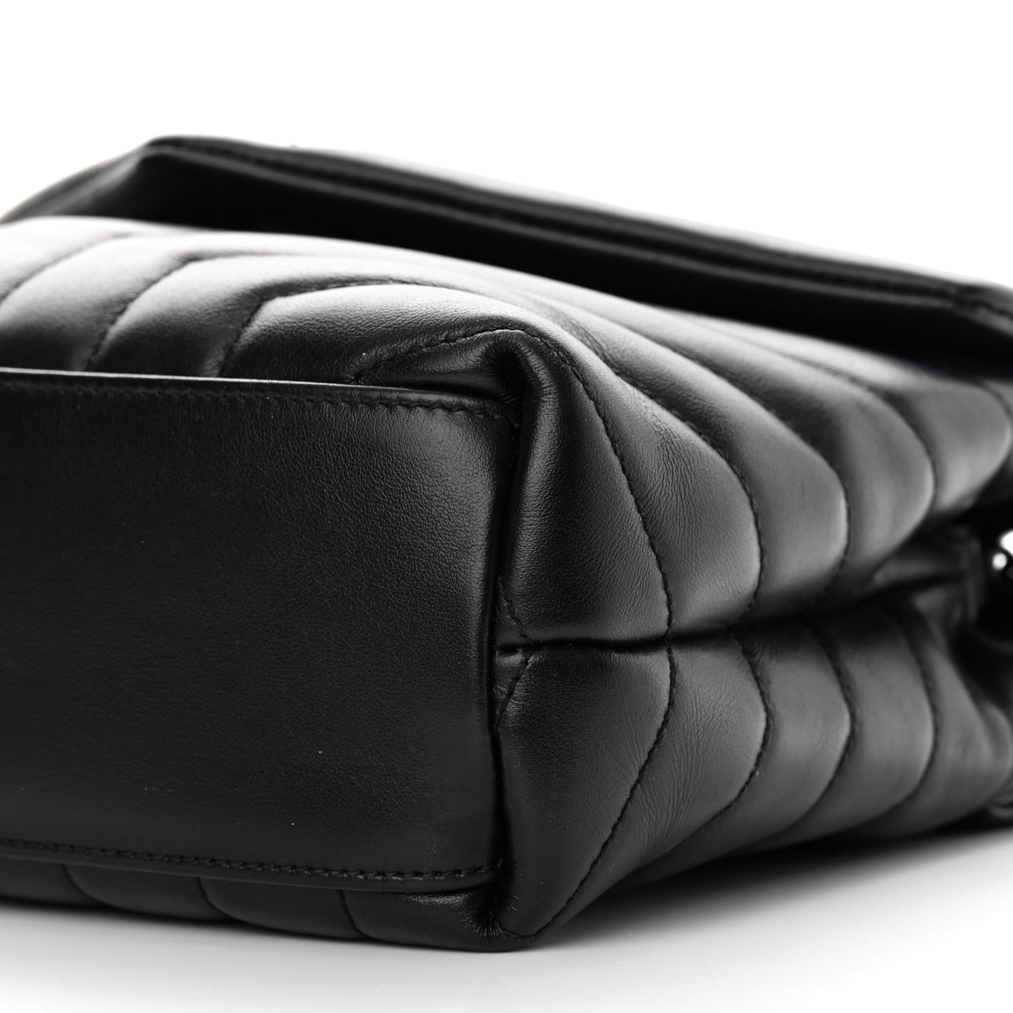 Calfskin Y Quilted Monogram Small Loulou Chain Satchel Black