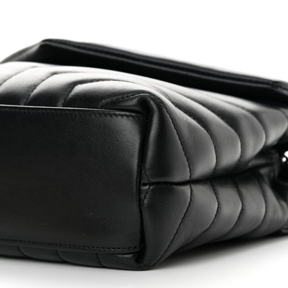 Saint Laurent Calfskin Y Quilted Monogram Small Loulou Chain Satchel Black 10 of 14