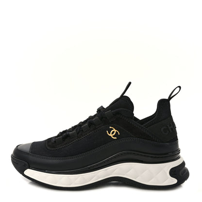 Chanel Velvet Calfskin Mixed Fibers CC Sneakers 37 Black 1 of 10