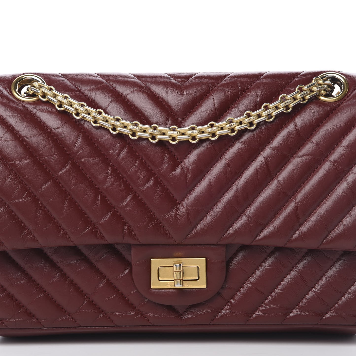 Aged Calfskin Chevron Quilted 2.55 Reissue 225 Flap Red