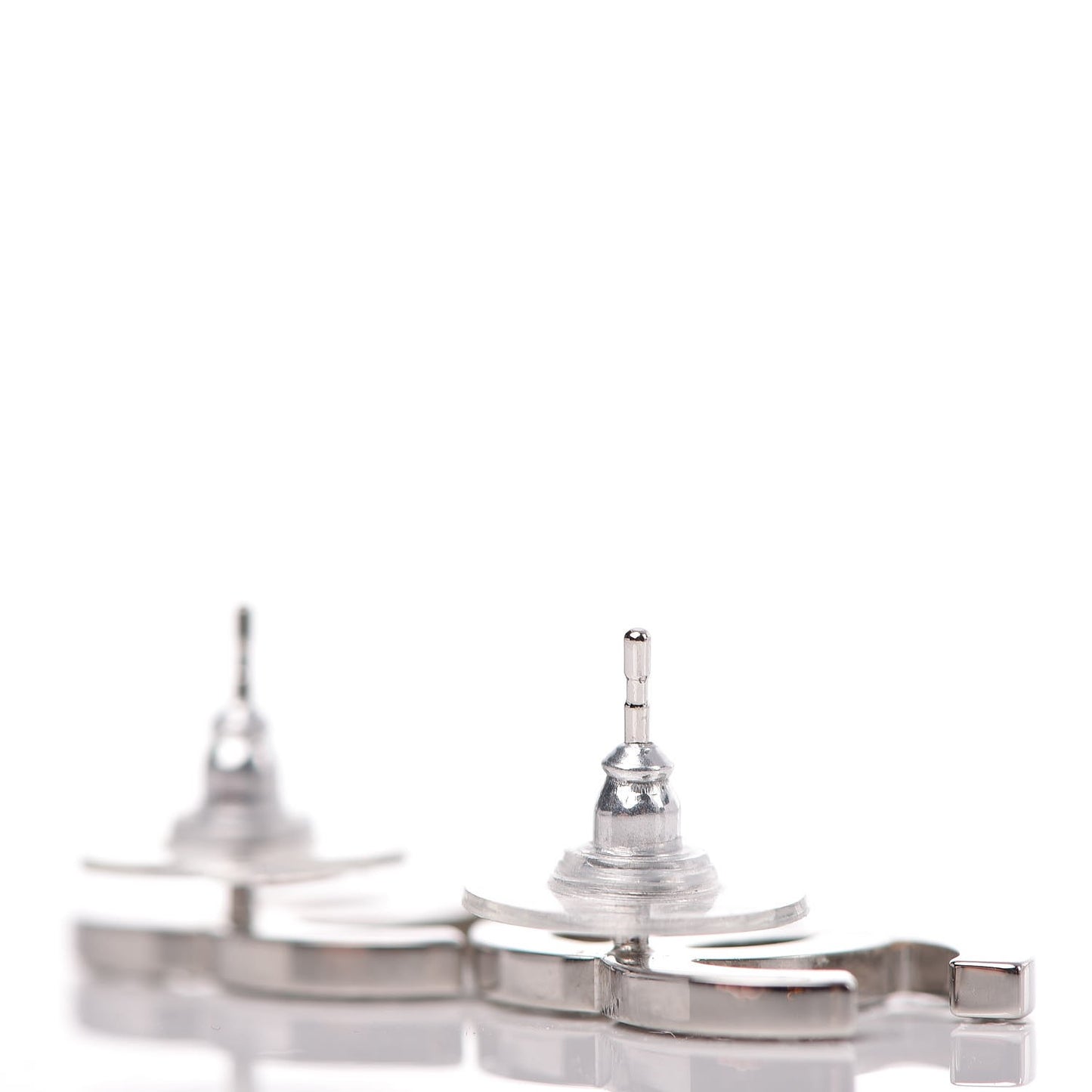 Baguette Crystal CC Earrings Silver