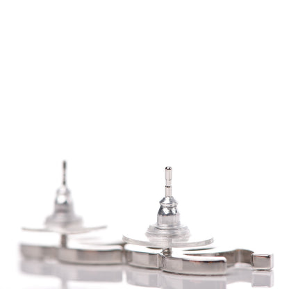 Chanel Baguette Crystal CC Earrings Silver 3 of 5