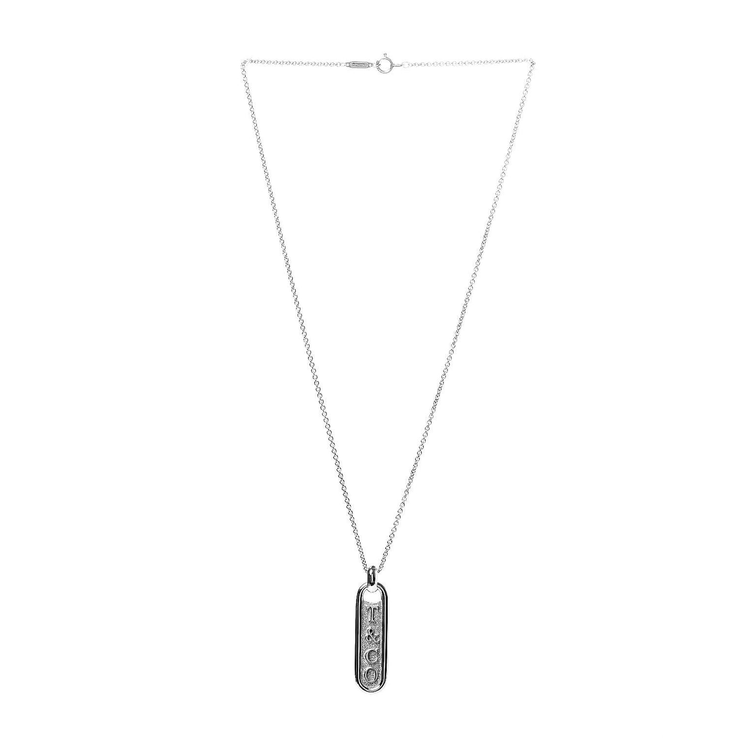 Sterling Silver T&CO Bar Pendant Necklace