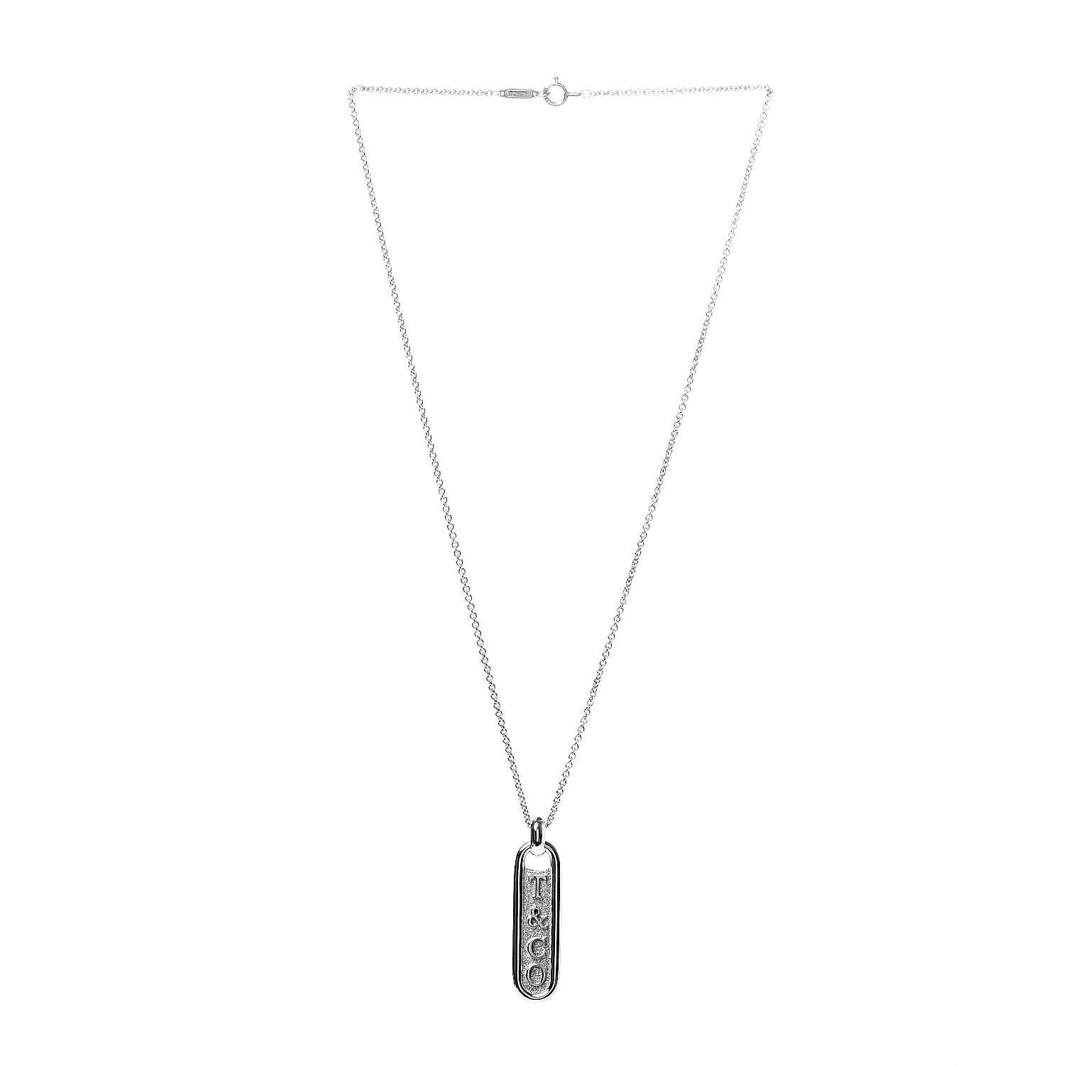 Tiffany Sterling Silver T&CO Bar Pendant Necklace 3 of 7