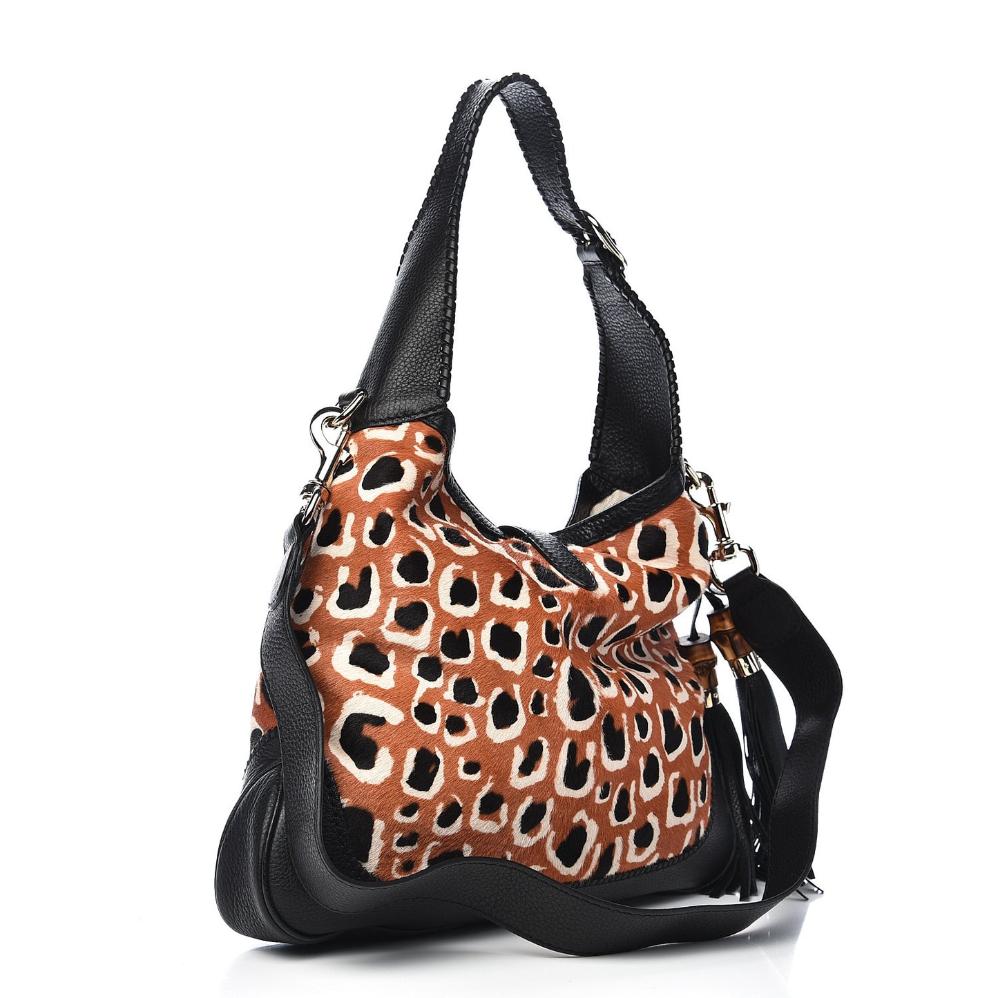 Calf Hair Leopard Print Medium New Jackie Shoulder Bag Tobacco