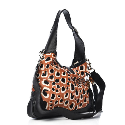 Gucci Calf Hair Leopard Print Medium New Jackie Shoulder Bag Tobacco 3 of 10