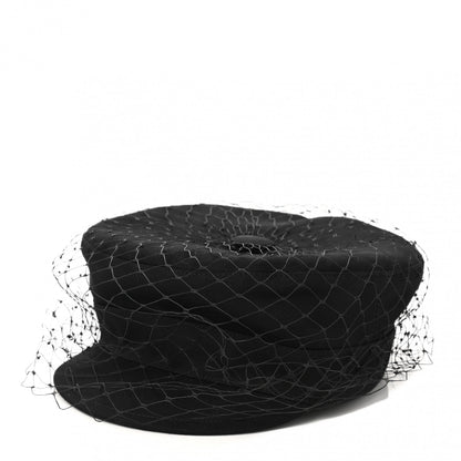Christian Dior Cotton Canvas Arty Cap with Veil 58 Black 1 of 10
