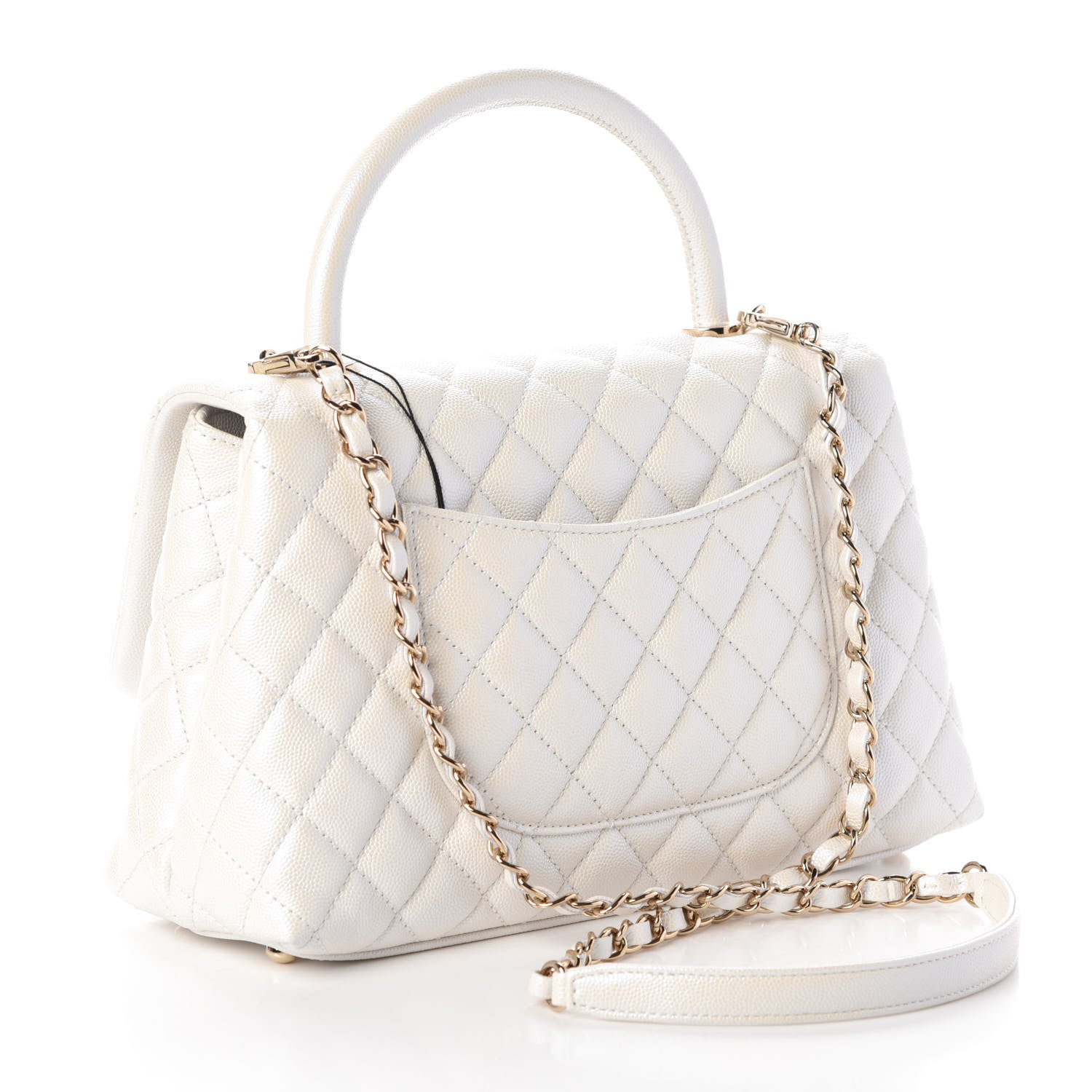 Chanel Iridescent Caviar Quilted Small Coco Handle Flap White 4 of 10