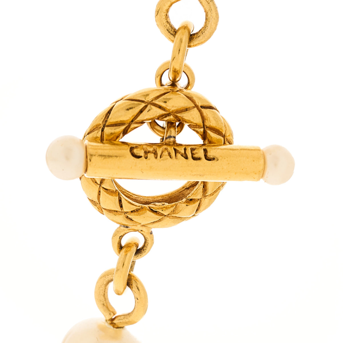 Pearl CC Long Necklace Gold