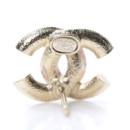 Chanel Metal Pearl Enamel CC Earrings Gold Pink 4 of 4