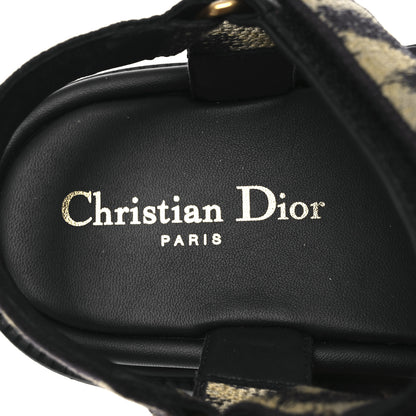 Christian Dior Canvas Embroidered Mizza Print 10mm D-Wave Sandals 37 Beige Multicolor 9 of 11