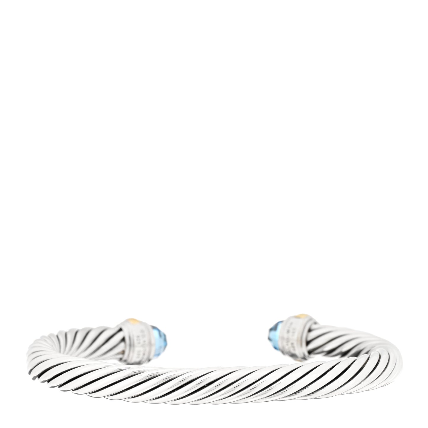 Sterling Silver 14K Yellow Gold Blue Topaz 7mm Cable Classics Bracelet