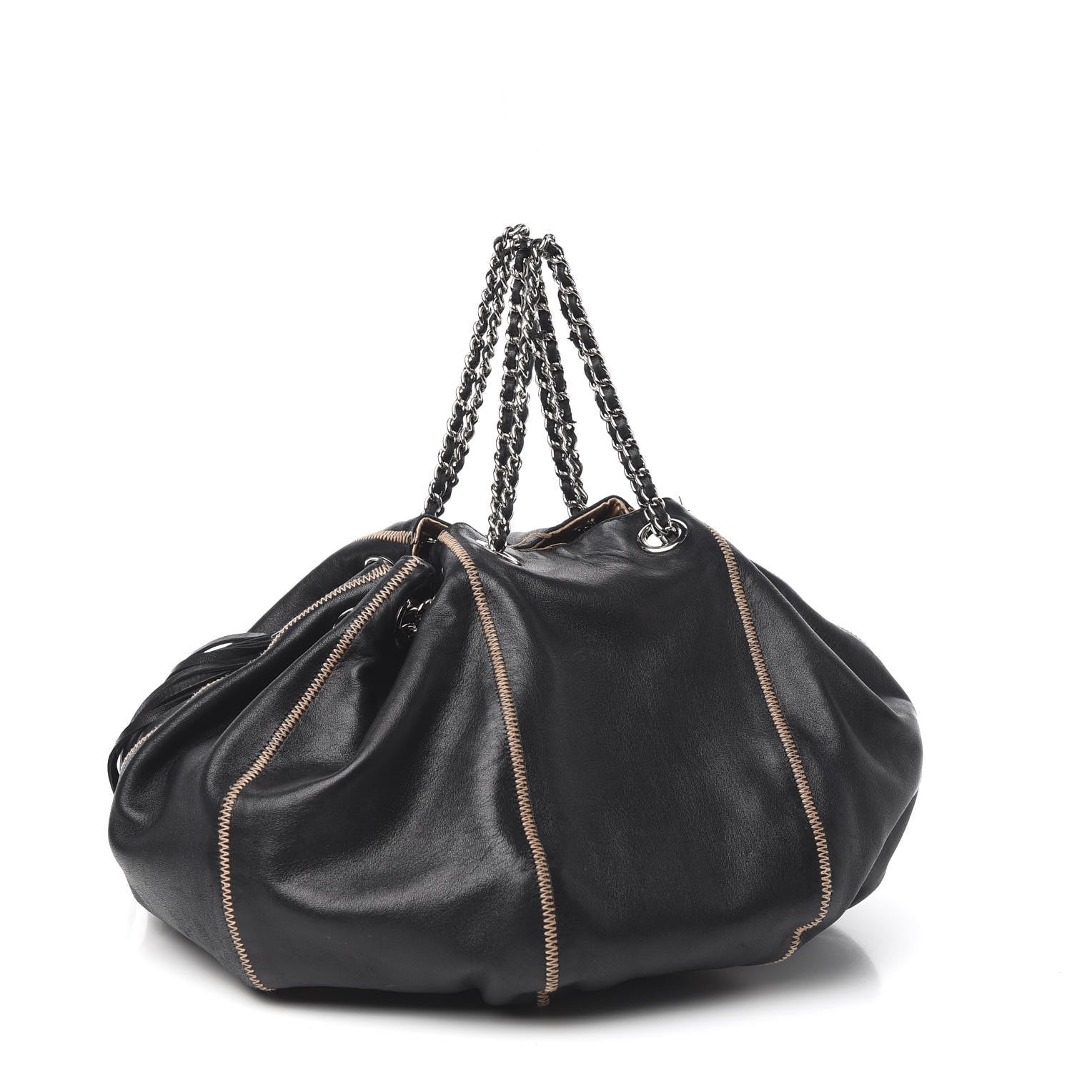 Chanel Lambskin Satin Reversible Sac Cordon Black 3 of 13