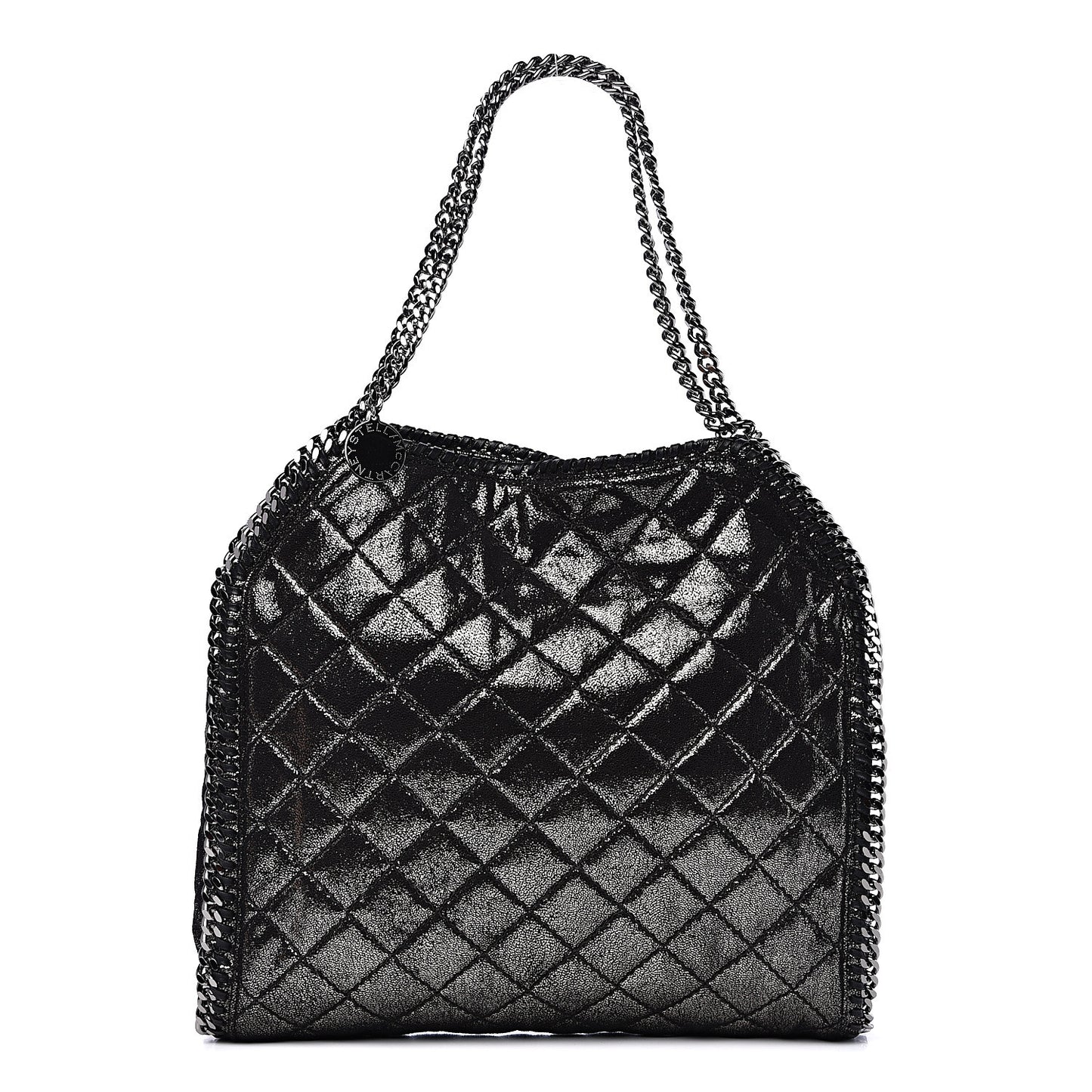 Chamois Shiny Dotted Quilted Small Falabella Tote Ruthenium