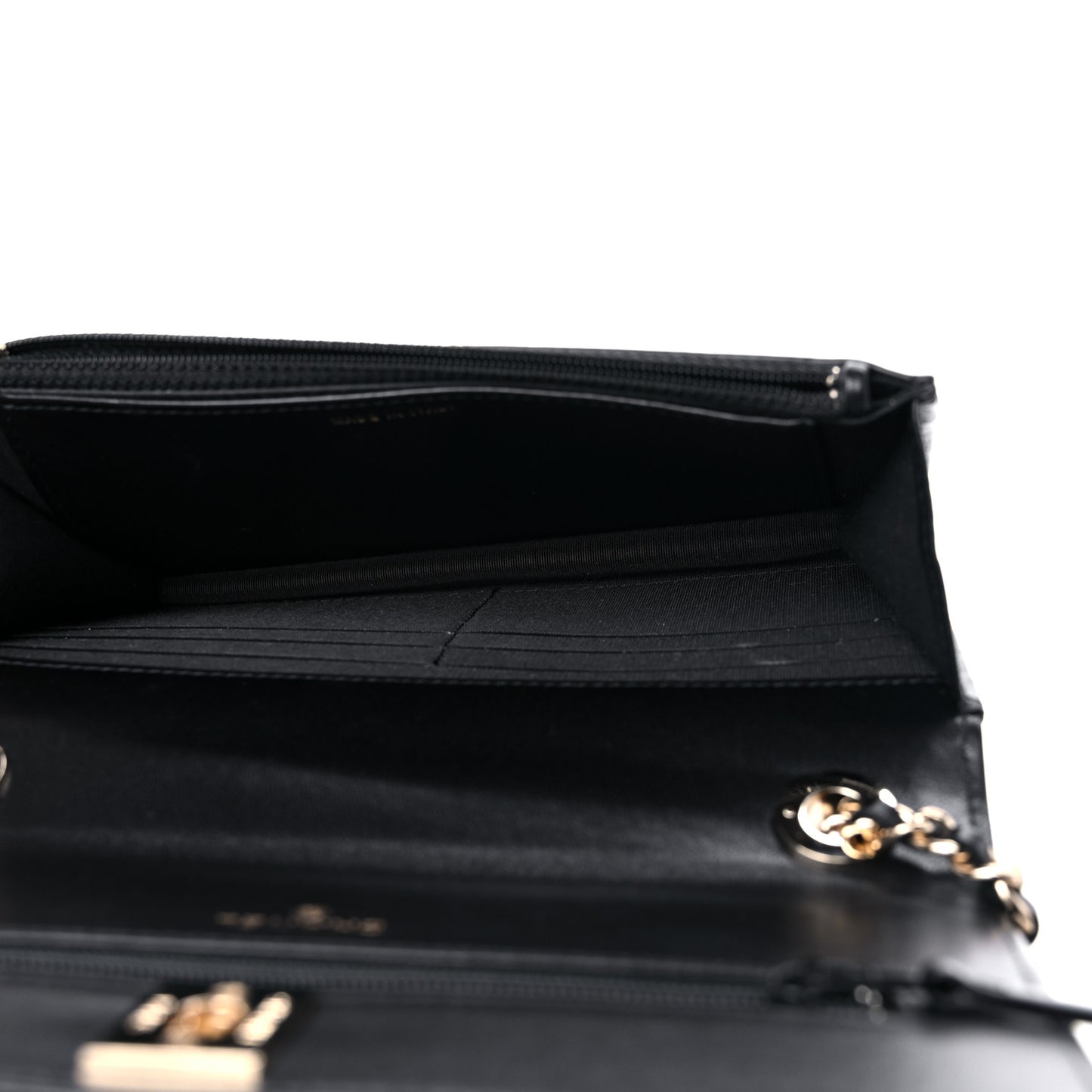 Lambskin Quilted Trendy CC Wallet On Chain WOC Black