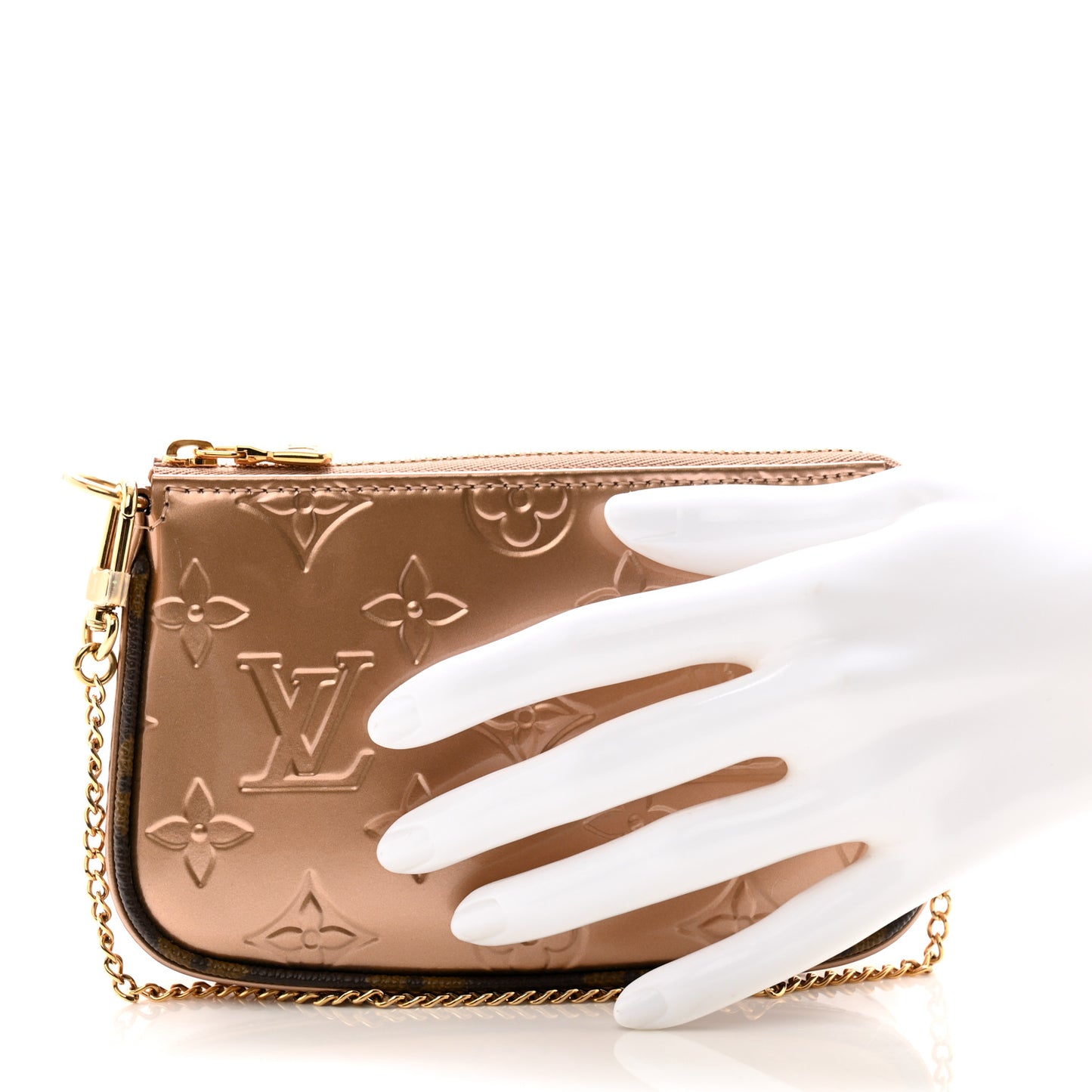 Metallic Vernis Mini Pochette Accessories Rose Gold