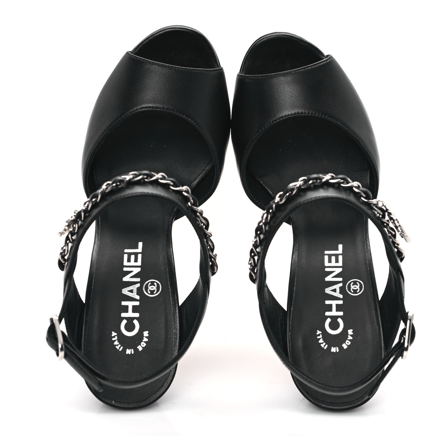 Chanel Lambskin CC Chain Sandals 36.5 Black 2 of 10