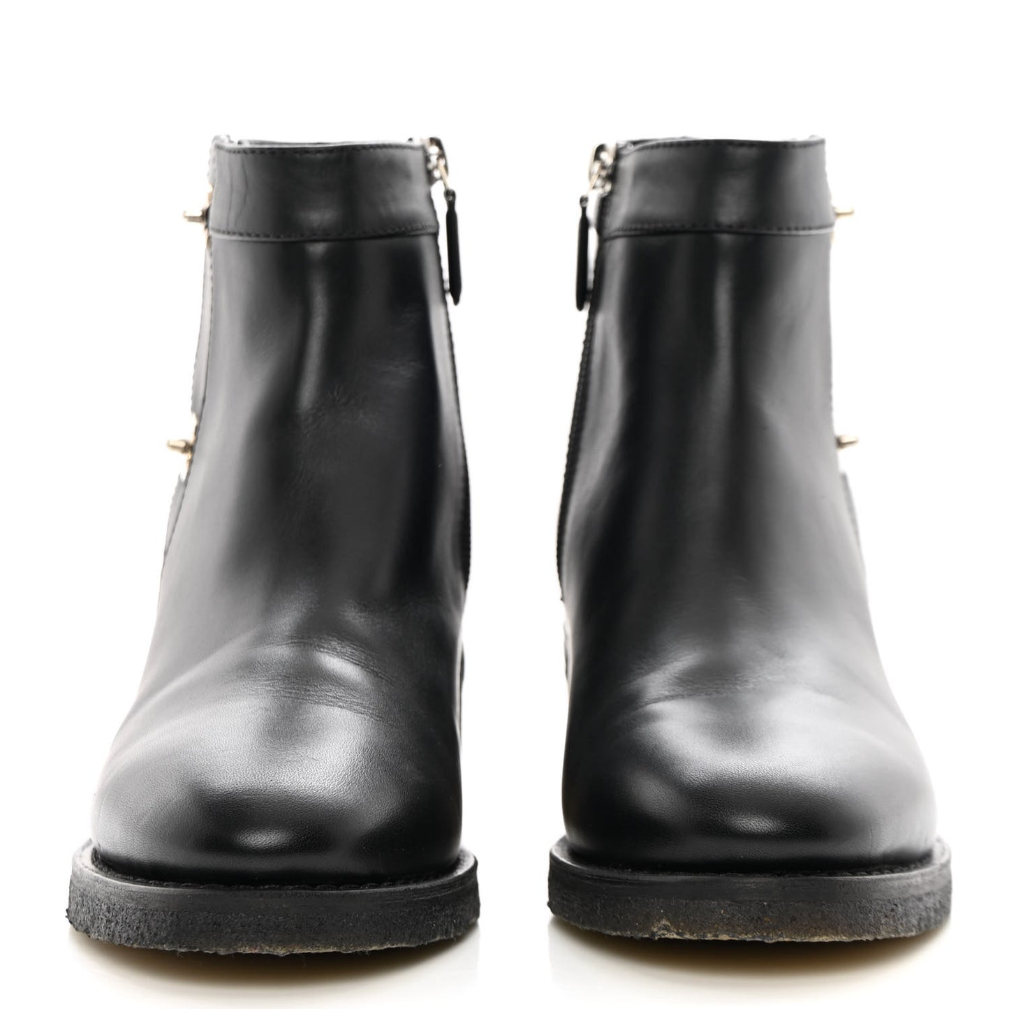 Calfskin CC Turnlock Ankle Boots 38 Black