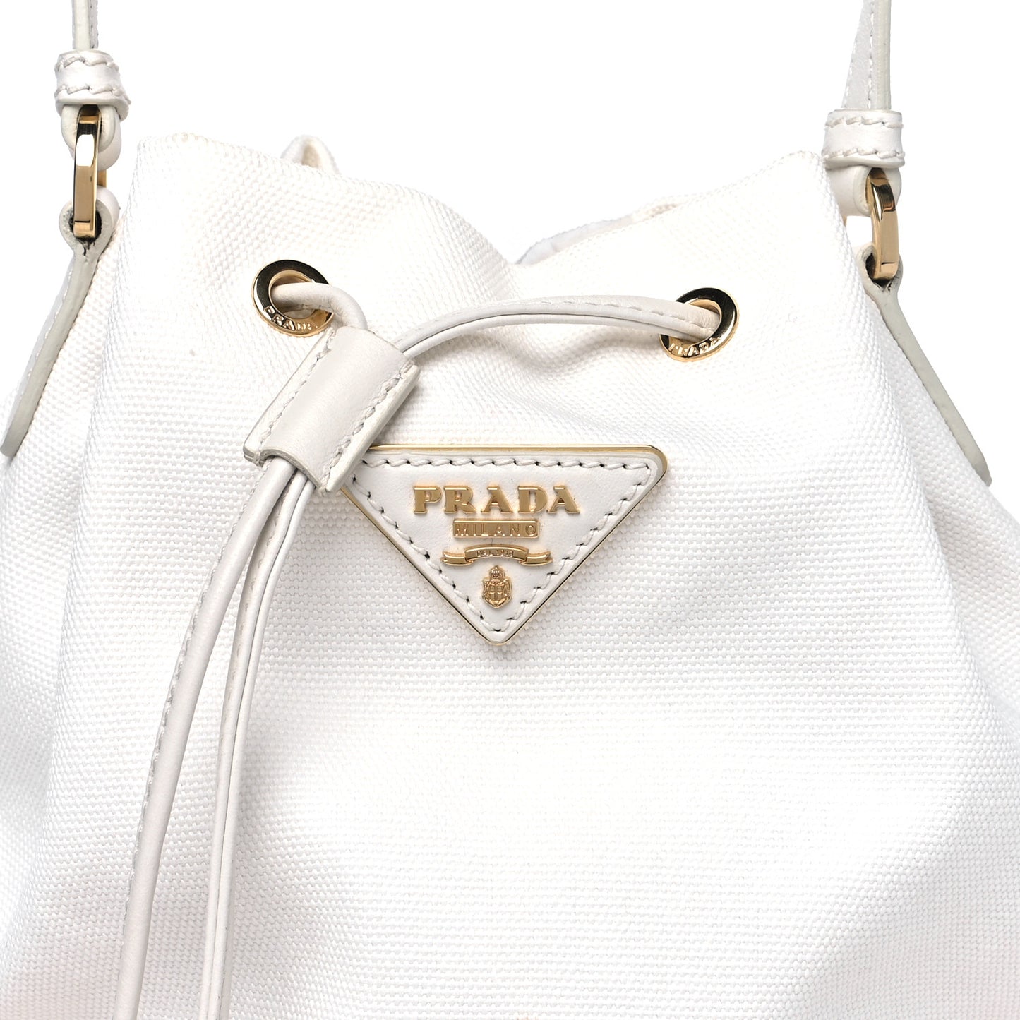 Wicker Canvas Bucket Bag Naturale White