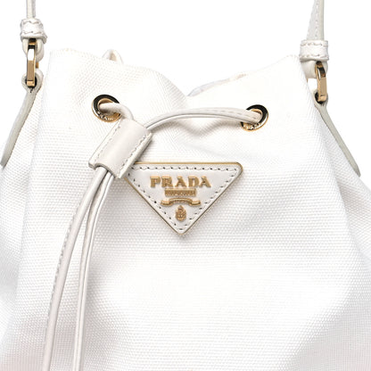 Prada Wicker Canvas Bucket Bag Naturale White 8 of 11