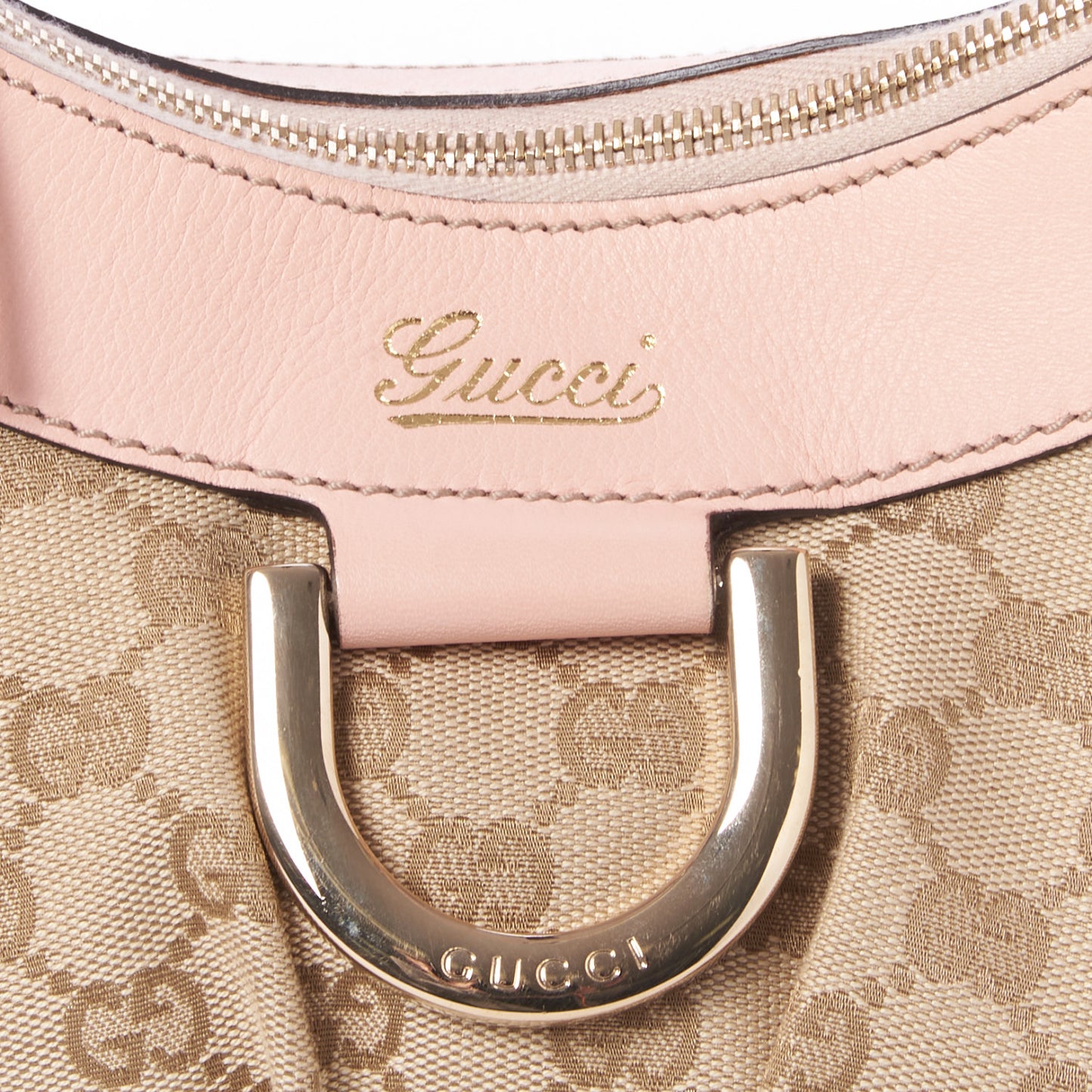 Monogram Medium D Gold Ring Hobo Pink