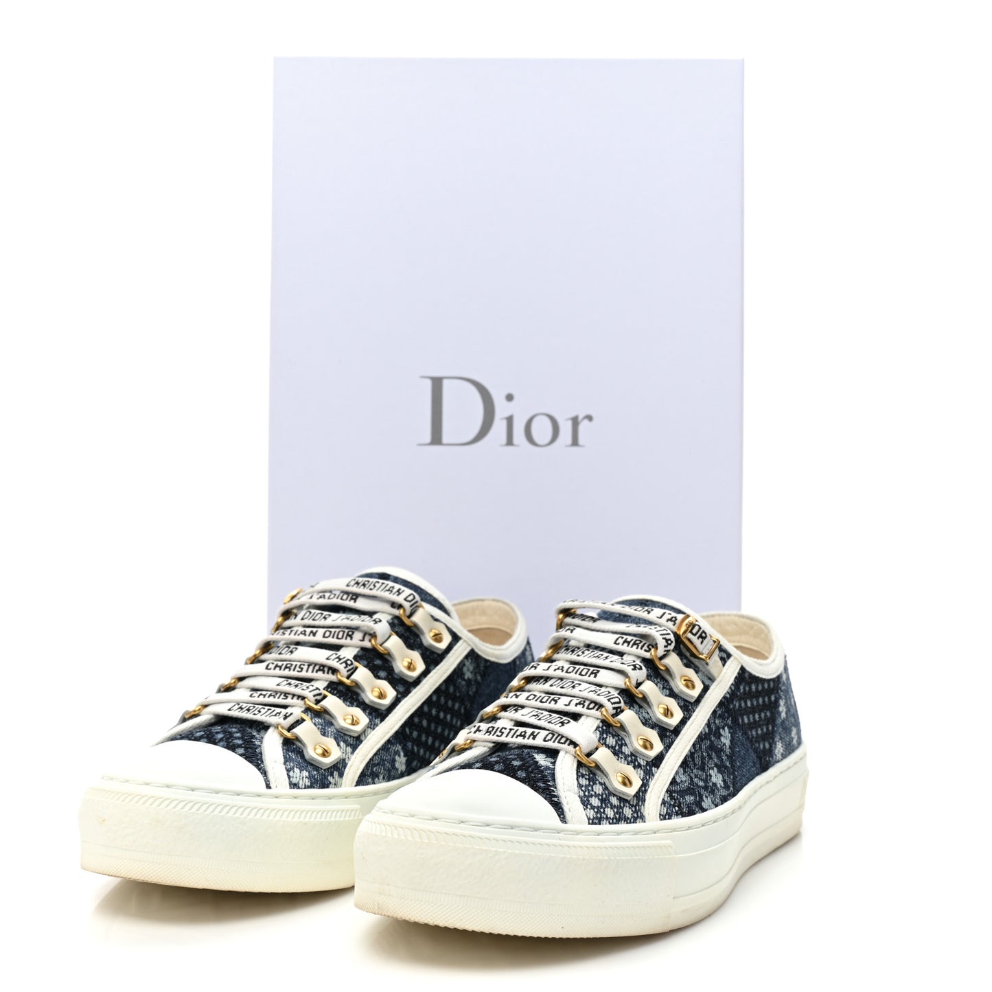 Denim Patchwork Walk'n Dior Low Top Sneakers 37 Blue