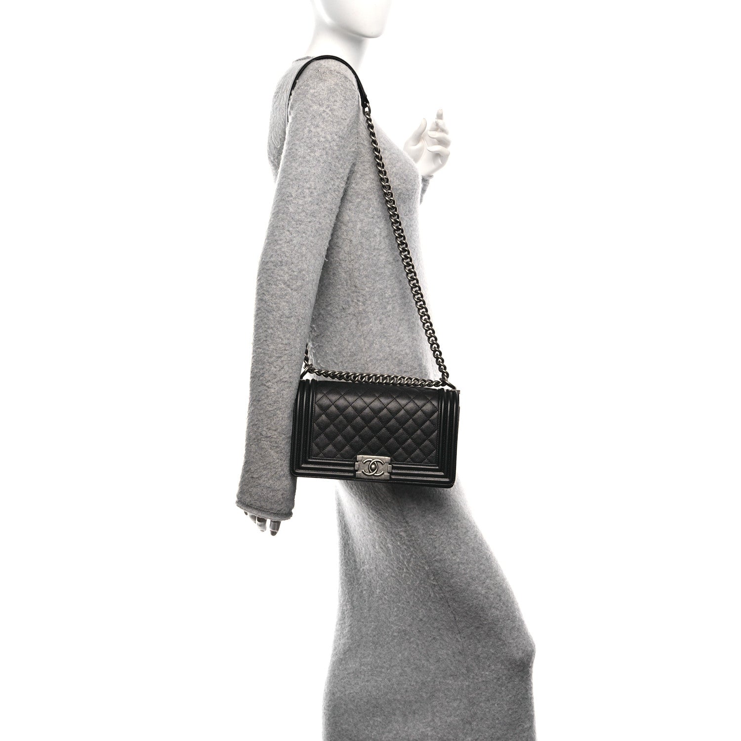 Chanel Caviar Quilted Medium Boy Flap Black 2 of 10