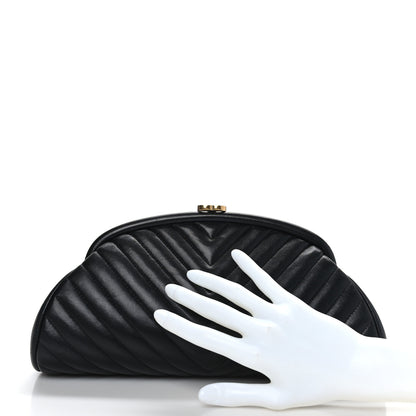 Chanel Lambskin Chevron Quilted Timeless Clutch Black 2 of 9
