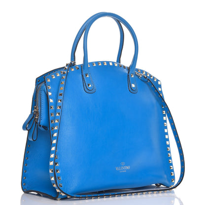 Valentino Garavani Vitello Rockstud Dome Shopper Blue Fluo 4 of 9